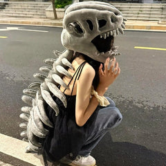 Skeleton Head Plush Hat Costume