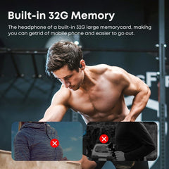 IPX8 Waterproof Bluetooth Swimming Headphones with 32G Storage