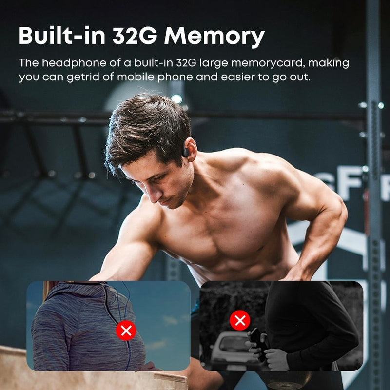 IPX8 Waterproof Bluetooth Swimming Headphones with 32G Storage