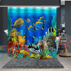 Underwater World Polyester Waterproof Shower Curtain