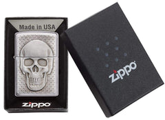 Zippo Skull With Brain Surprise, Brushed Chrome Lighter #29818