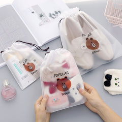 Cartoon Black Cat Drawstring Storage Bag