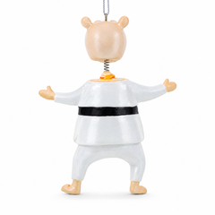 Martial Arts Karate Hippo Glass Christmas Ornament