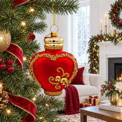 Red Perfume Bottle Glass Christmas Ornament