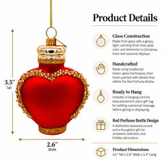 Red Perfume Bottle Glass Christmas Ornament