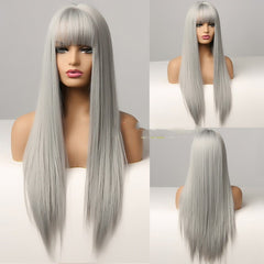 Brown Grey Long Wig