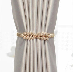 Curtain Tieback High Quality Elastic Holder Hook Buckle Clip Pretty And Fashion Polyester Decorative Home Accessories Leaves Curtain Holder Holdback For Window Drapery Convenient Office Home Decoration Buckle Holdbacks Curtain Straps