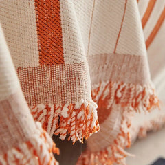 Soft Chenille Sofa Throw with Tassels and Washable Cover