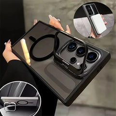 Magnetic Lens Frame Samsung Galaxy Case with Metal Kickstand