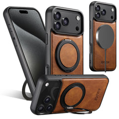 Magnetic Leather Phone Case with Ring Stand