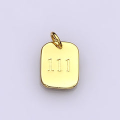Dainty 24K Gold Filled Angel Number Numerology Engraved Small Military Tag Charm add on Pendant | AC072-AC081