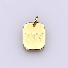 Dainty 24K Gold Filled Angel Number Numerology Engraved Small Military Tag Charm add on Pendant | AC072-AC081