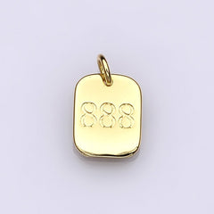 Dainty 24K Gold Filled Angel Number Numerology Engraved Small Military Tag Charm add on Pendant | AC072-AC081