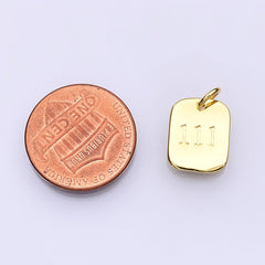 Dainty 24K Gold Filled Angel Number Numerology Engraved Small Military Tag Charm add on Pendant | AC072-AC081
