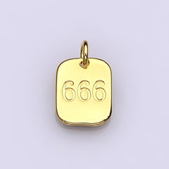 Dainty 24K Gold Filled Angel Number Numerology Engraved Small Military Tag Charm add on Pendant | AC072-AC081