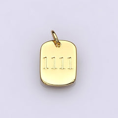 Dainty 24K Gold Filled Angel Number Numerology Engraved Small Military Tag Charm add on Pendant | AC072-AC081