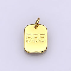 Dainty 24K Gold Filled Angel Number Numerology Engraved Small Military Tag Charm add on Pendant | AC072-AC081