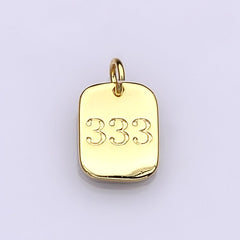 Dainty 24K Gold Filled Angel Number Numerology Engraved Small Military Tag Charm add on Pendant | AC072-AC081