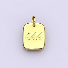 Dainty 24K Gold Filled Angel Number Numerology Engraved Small Military Tag Charm add on Pendant | AC072-AC081