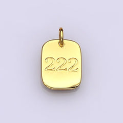 Dainty 24K Gold Filled Angel Number Numerology Engraved Small Military Tag Charm add on Pendant | AC072-AC081