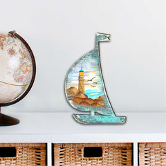 Lighthouse Boat Decorative Door Decor by G. DeBrekht - Coastal Holiday Decor - 8198524H