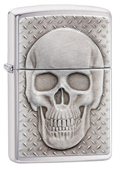 Zippo Skull With Brain Surprise, Brushed Chrome Lighter #29818