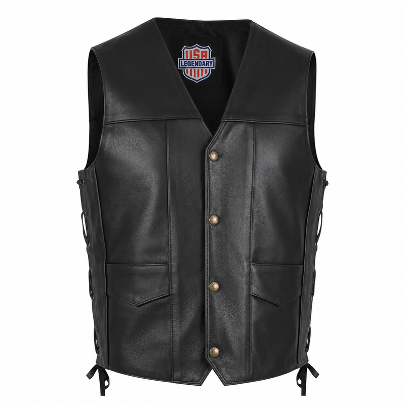 Legendary Dixon Men's Leather Motorcycle Vest