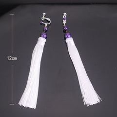 Earrings with Purple Pearl Tassels - Elan Cosplay Style