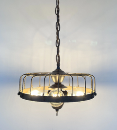 Rustic Industrial Cage Chandelier Light