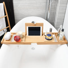 Expandable Non-Slip Bamboo Bathtub Storage Rack