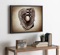 Sylvie Vintage Baseball Glove Framed Canvas By Shawn St. Peter