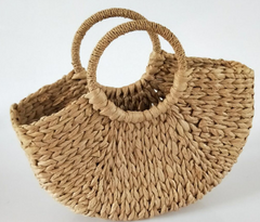 Large Capacity Rattan Woven Half-Round Handbag