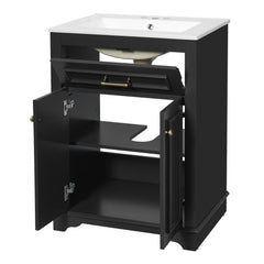 Bathroom Vanity With Integrated Sink, 2 Door Cabinet With Tip Out Drawer, Rectangular Design