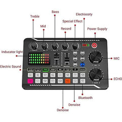 F998 Live Sound Card Audio Mixer Podcast Audio Interface with DJ Mixer Effects