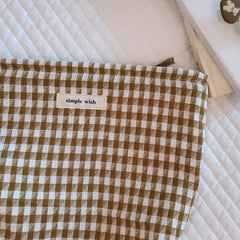 Houndstooth Cotton Plaid Makeup Bag for Women