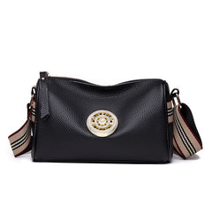 Genuine Leather Women's Messenger Bag with Wide Strap