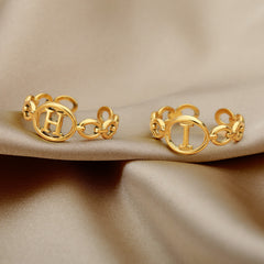 26 English Letters Adjustable Hip Hop Retro Ring