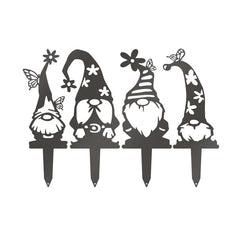 Garden Gnome Set - 4 Metal Yard Signs