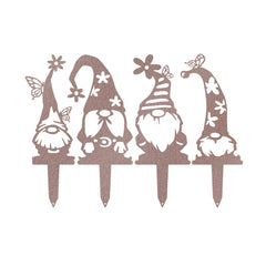 Garden Gnome Set - 4 Metal Yard Signs
