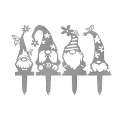 Garden Gnome Set - 4 Metal Yard Signs