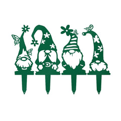 Garden Gnome Set - 4 Metal Yard Signs