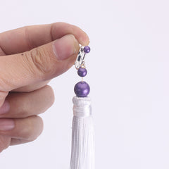 Earrings with Purple Pearl Tassels - Elan Cosplay Style