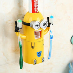 Minions Toothbrush Holder and Toothpaste Dispenser Set