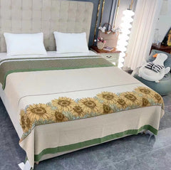 Thick Cotton Towel Blanket with Sunflower Design 230x250