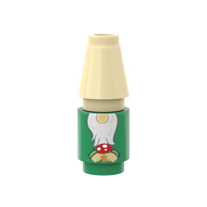 Green Garden Gnome - Custom Printed - Made Using LEGO® Parts