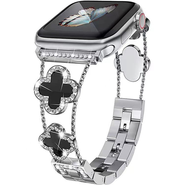 Fashionable Clover Design Diamond Metal Band for Apple Watch