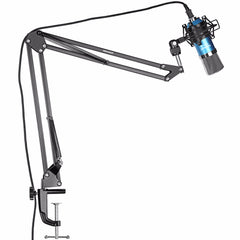 Microphone Set with Blue Stand, Connects to Computer