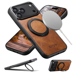 Magnetic Leather Phone Case with Ring Stand