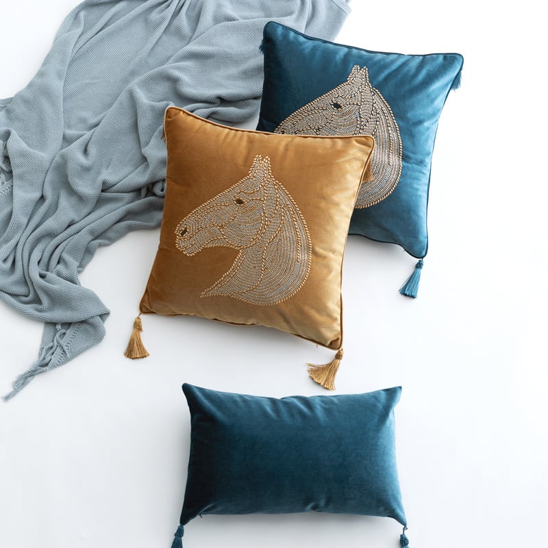 Hot Drill Horse Head Pillow Cover for Bedroom Decor