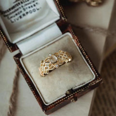 Adjustable Women's Ring with White Crystal Inlay